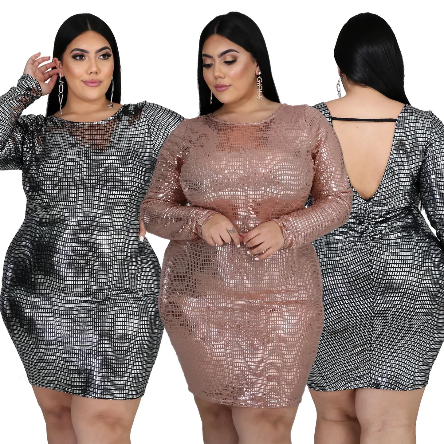 Maxy Plus Size Mermaid Short Mini Evening Dress Full Length Glitter Sequin Robe Sexy Backless Pageant Guest Party Prom Gown.