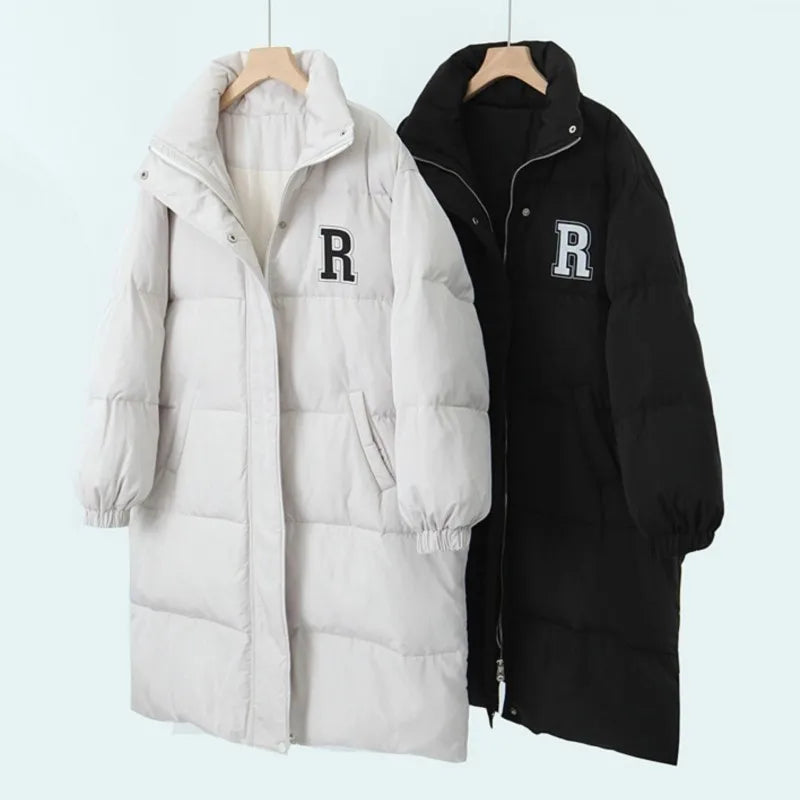 Macy Fashion Over-the-knee Mid-length Quilt Cotton-padded Jacket Plus Size Women's Winter Good Quality Korean Style Large Parka