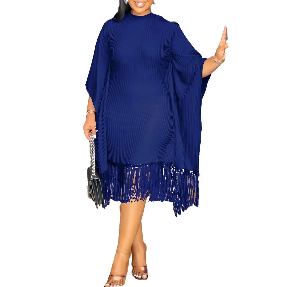 Momsey 2024 Dresses for Women Elegant Dashiki Spring Autumn Tassel Sequin Dress Ladies Traditional Africa Clothing Fairy Dress