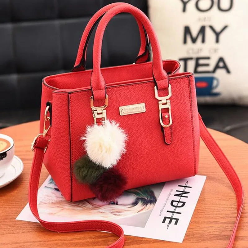 Maxy PU Leather Ladies Handbags Women Vintage Purse Plush Tassel Messenger Bags Tote Boston Shoulder Crossbody Bag