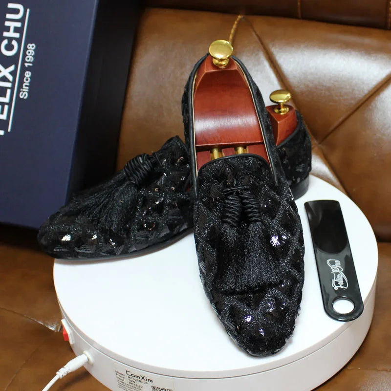 Maxy Fashion Designer Spring Summer Men's Tassel Loafers Wedding Casual Shoes Black Red Luxury Brand Men's Dress Fashion Shoes for Men