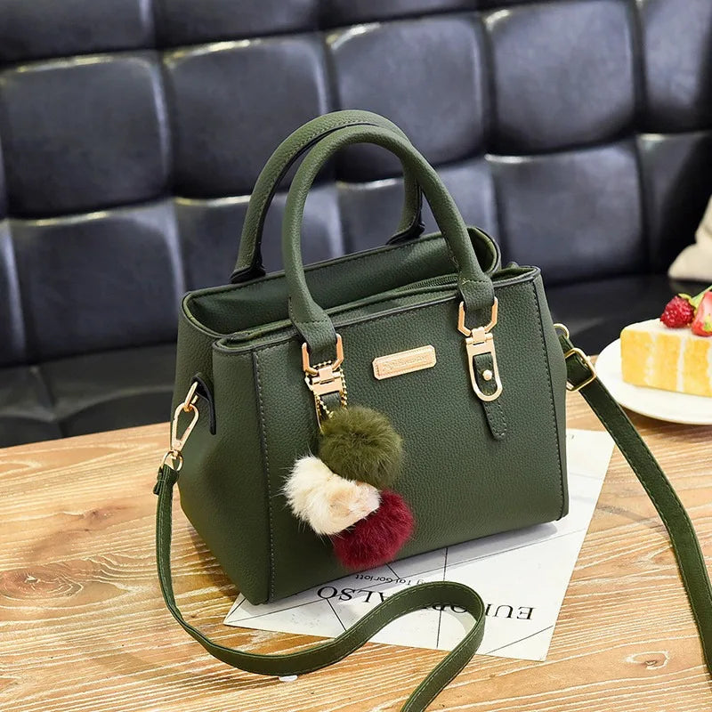 Maxy PU Leather Ladies Handbags Women Vintage Purse Plush Tassel Messenger Bags Tote Boston Shoulder Crossbody Bag