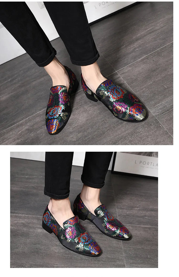 Visco Men's Casual Shoes Men's Comfortable Driving Loafers Light Moccasins Men Retro Embroidery Party Wedding Flats EUR Sizes 38-48