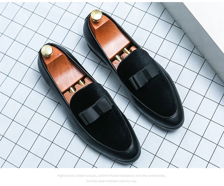 Visco Good Quality British Style Shoes Men Casual Leather Business Shoes Men's Dress Shoes Bow Tie Formal Leather Large Size 48