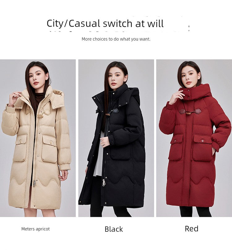 Maxy Yaloo Mid Length Long Length Loose and Warm Outwear down Jacket