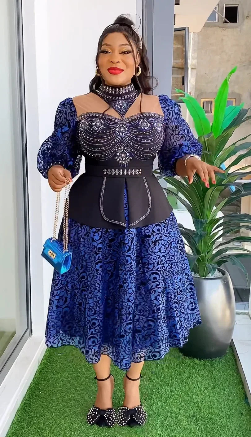 Maxy Plus Size African Wedding Party Dresses for Women 2024 New Dashiki Ankara Evening Gown Turkey Outfit Robe Africa Clothes