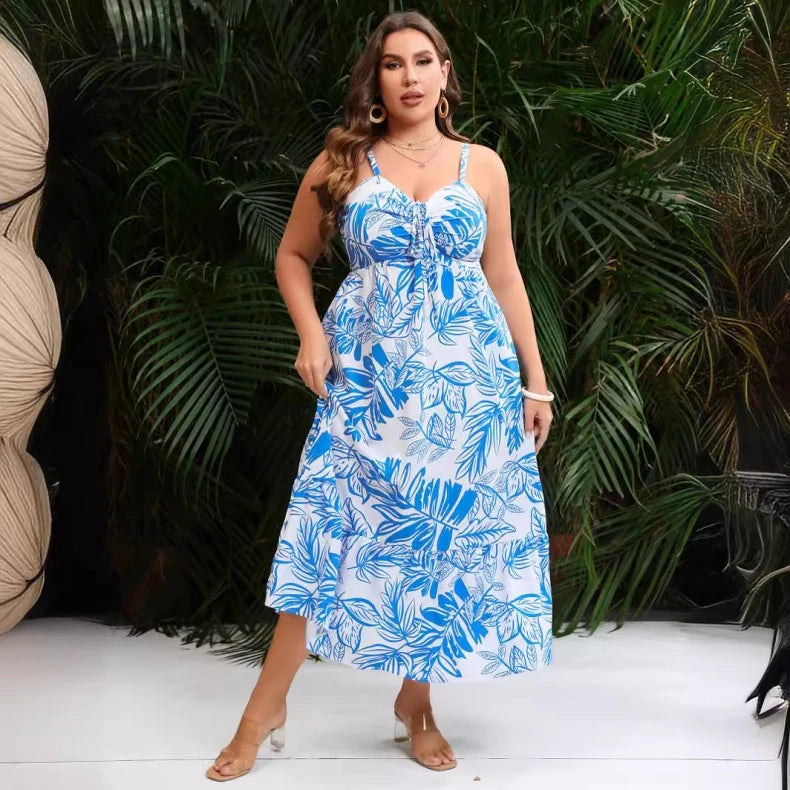 Babs Elegant and Sexy Beautiful Beach Women's Summer Clothing Plus Size Party Casual Printing Sleeveless Vacation Dresses Cheap