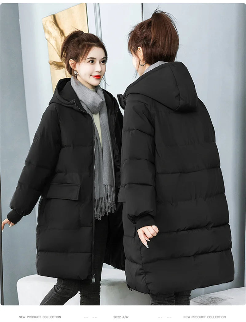 Super Large Size Winter Long Coat Women's Cotton-padded Jacket Oversize Loose Parkas Hooded Thicken Overcoat Plus Size XL-8XL