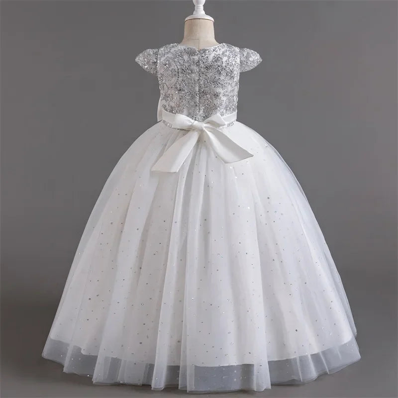 Babs 2024 Teen Girls Bridesmaid Flower Dresses for Wedding Elegant Luxury Party Sequin Lace Princess Evening Dress Birthday Prom Gown