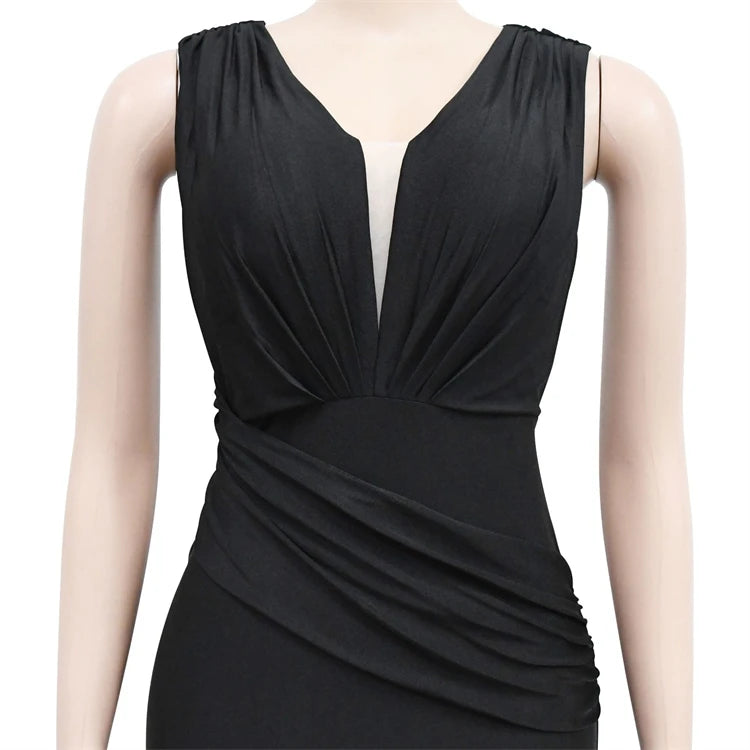 Maxy Elegant Evening Dresses Long Patry Gown Sexy Deep V Sleeveless Mermaid Bodycon Maxy Robe Femme