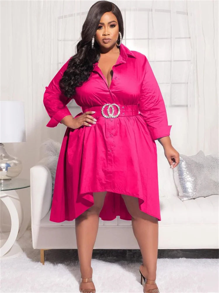 Maxy Plus Size Shirt Dresses Women Clothing Casual Loose dress