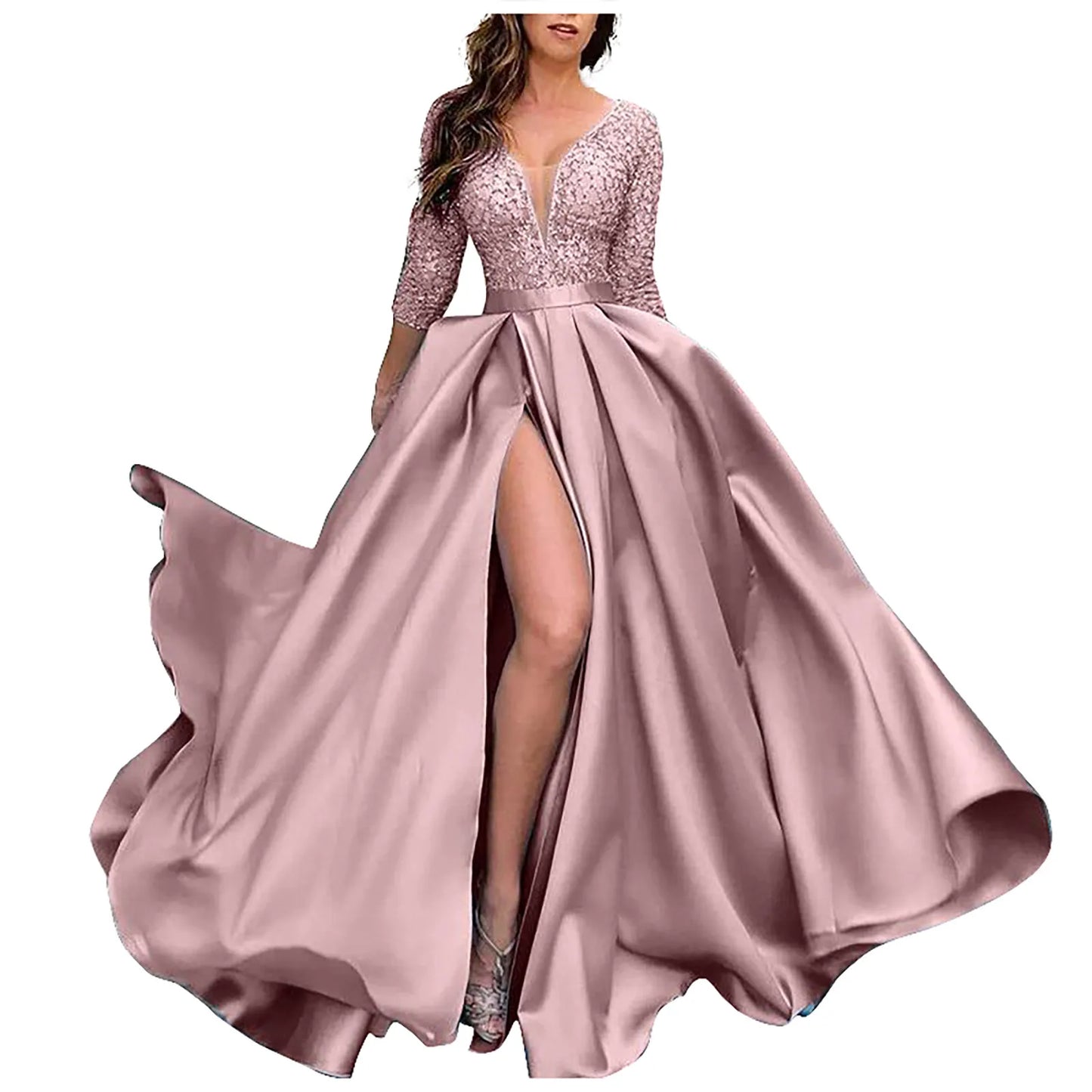 Maxy Women's Elegant Evening Dresses Women's Fashionable Long Dresses Trailing Evening Dresses Solid Color Floor-Length Dresses