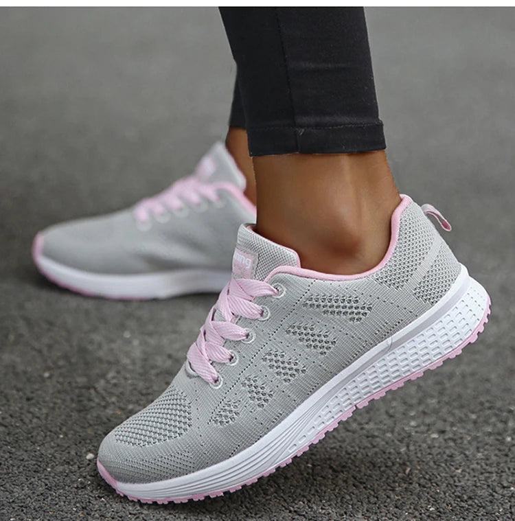 Macy New Fashion Sneakers For Women Walking Soft Sneakers Women Mesh Fabric Lace Up Female Footwear Shoes For Women