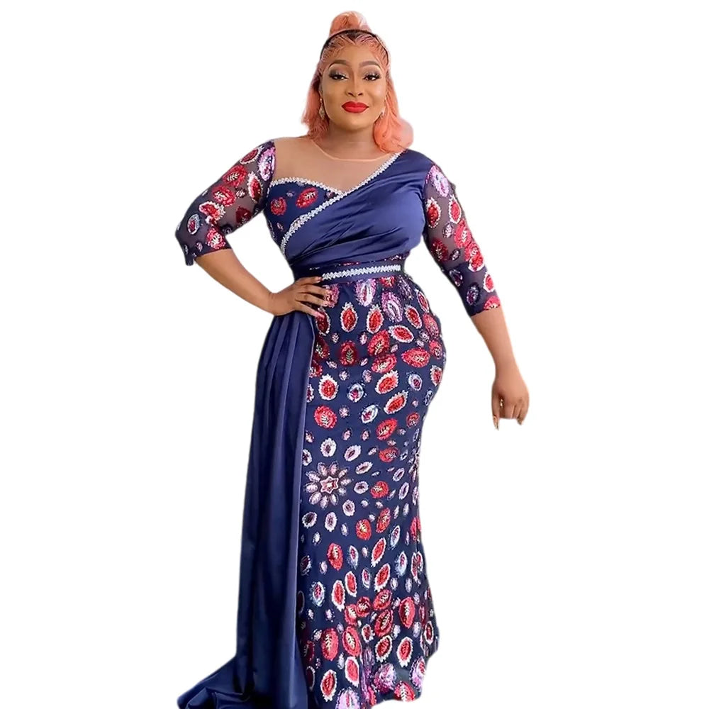 Macy Party Dresses for Women Dashiki Ankara Sequin Long Evening Gowns Turkey Outfits Robe Africa Clothing New Plus Size