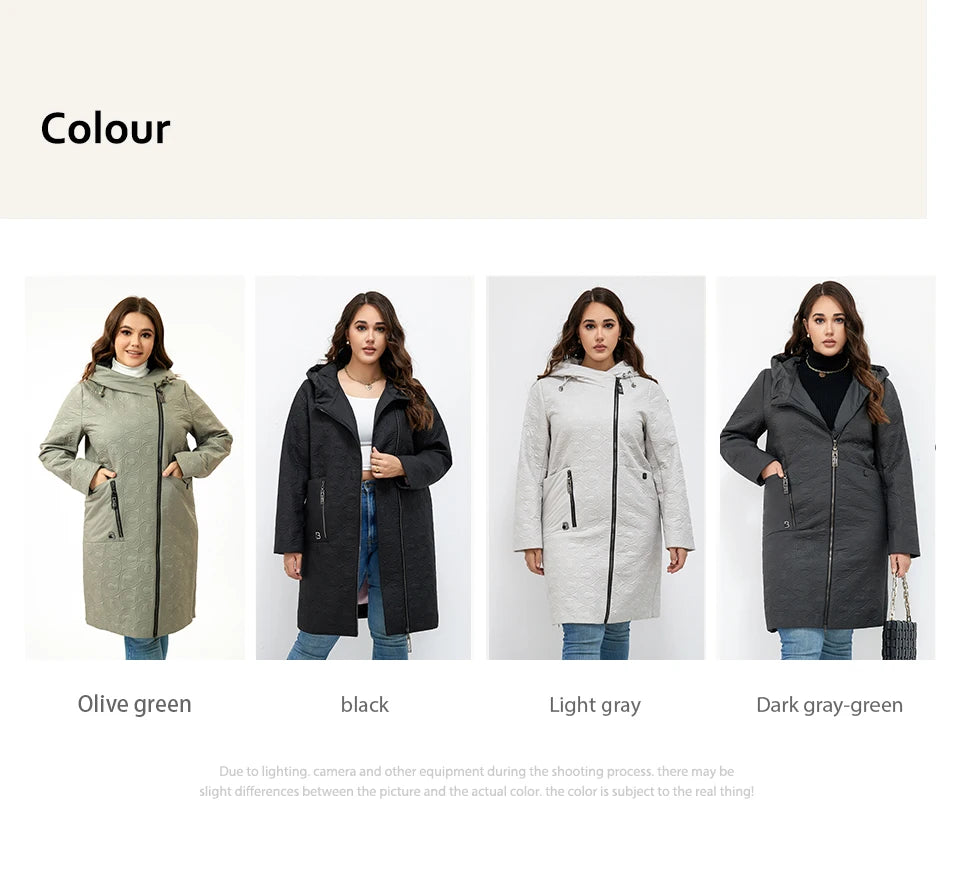 Macy Autumn Women Jackets Plus Size Long Hooded Quilted Light weight big pockets Bio-cotton Stylish Women's coat