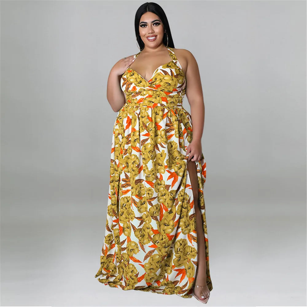 Maxy Plus Size Dresses for Women Clothing Summer Holiday Bandage Open Back Elegant Beach New Dress