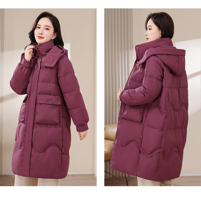 Maxy XL-8XL Oversized Outerwear Women Winter Long Parkas Hooded Casual Loose Thick Warm Lady Jackets Plus Size Women Clothing