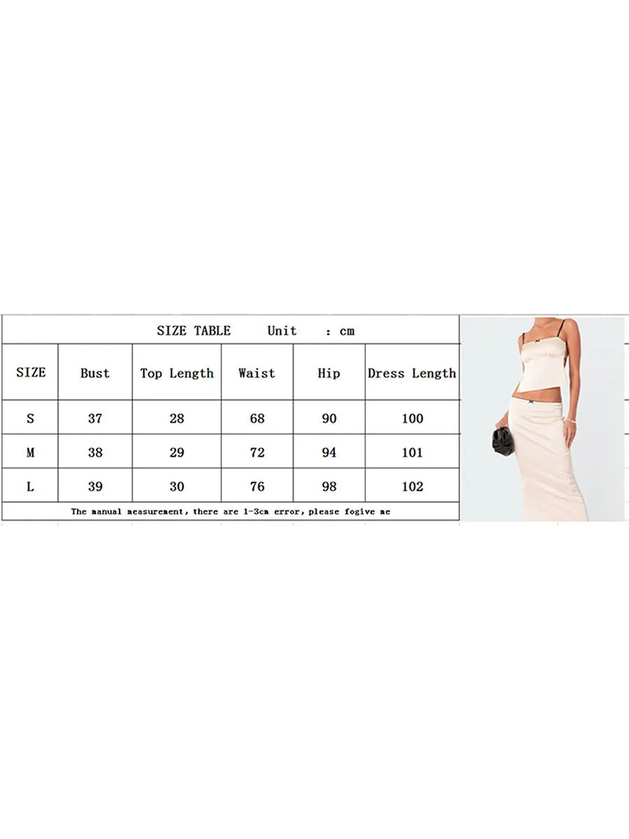 Momsey2 Piece Sets Women Spaghetti Strap Backless Bandage Tops + Long Skirts Outfits Summer Retro Elegant Sexy Club Y2K Streetwear