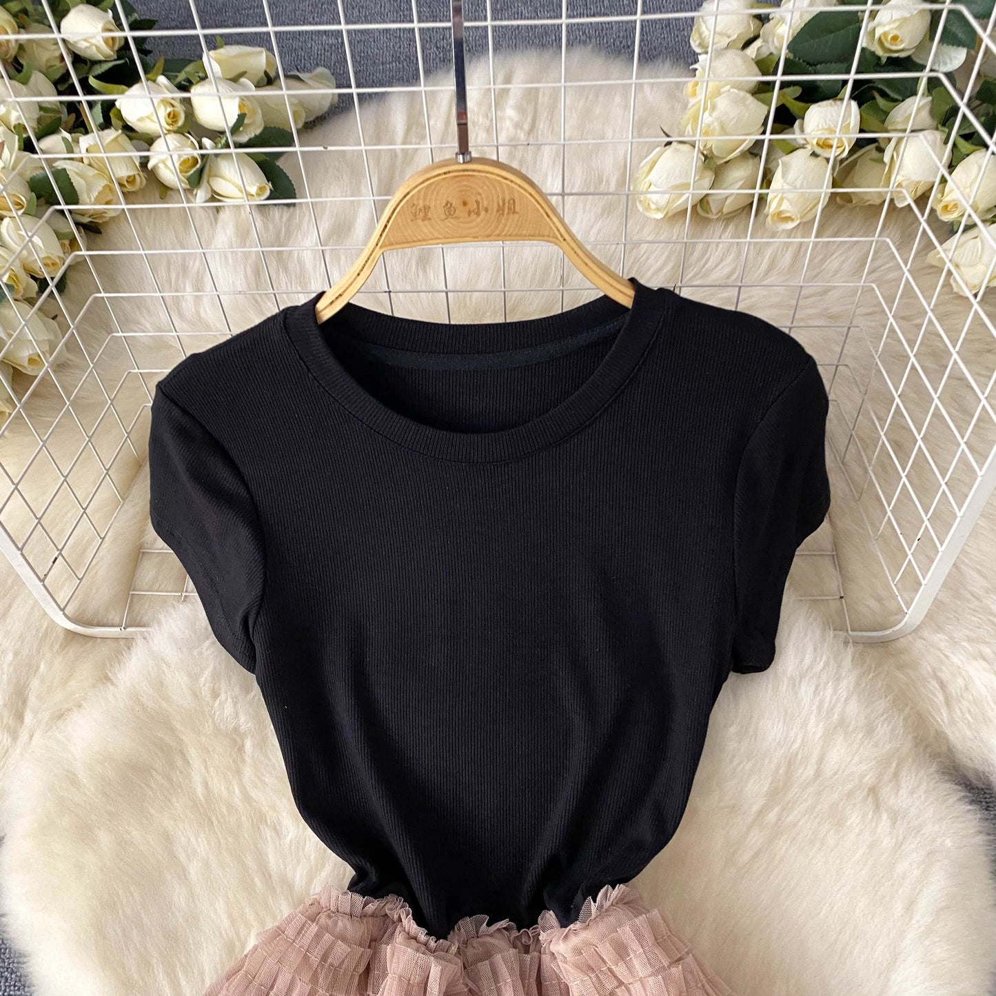 Maxy Fairycore Fashion Newest Chic Dresses Women O-Neck Short Sleeve Mesh Splice Design Vacation Summer Cake Long Dress
