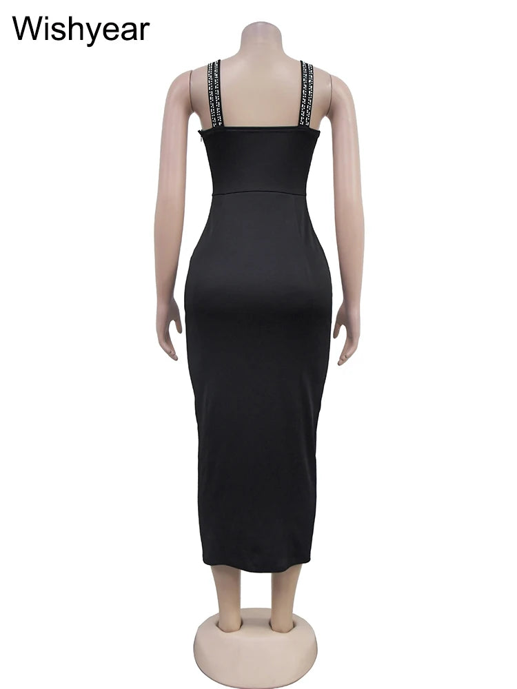 Babs Sexy Diamonds Evening Party Dress Women Birthday Strap Sleeveless Night Club Christmas Celebrities Robe