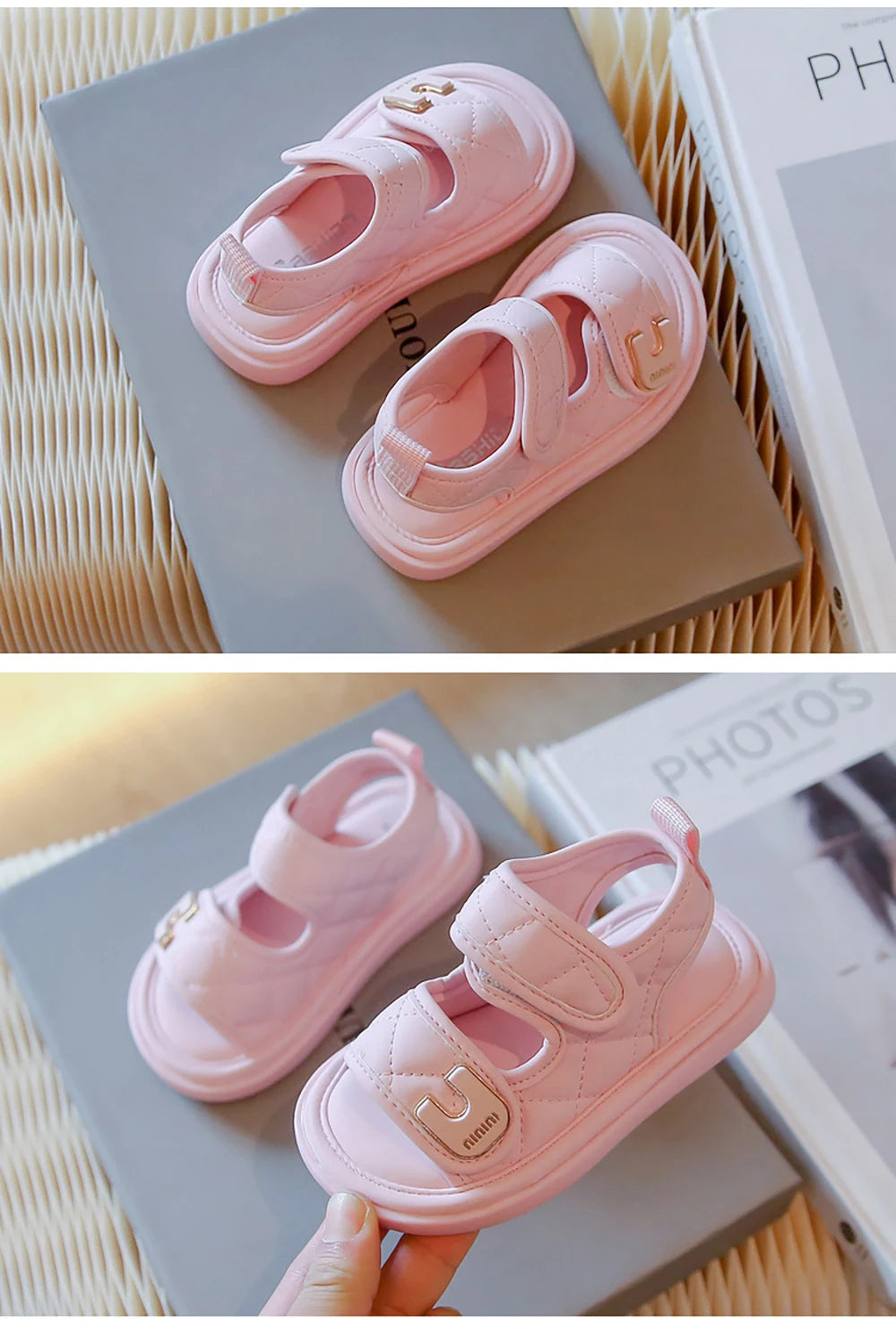 Maxy Summer Sandals For Girls PU Leather Waterproof Beach Sheos For Children Soft-soled Anti-slippery Girl's Sandals Summer Footwear