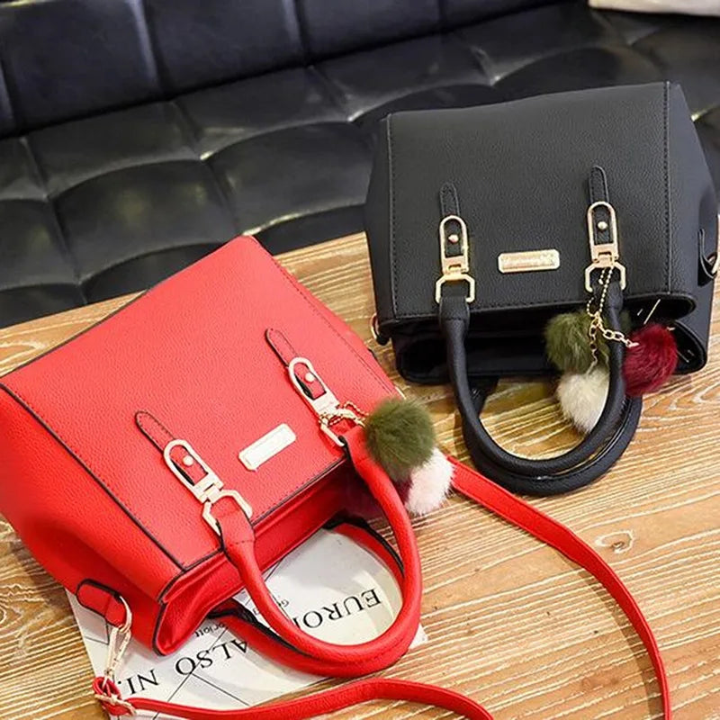 Maxy PU Leather Ladies Handbags Women Vintage Purse Plush Tassel Messenger Bags Tote Boston Shoulder Crossbody Bag