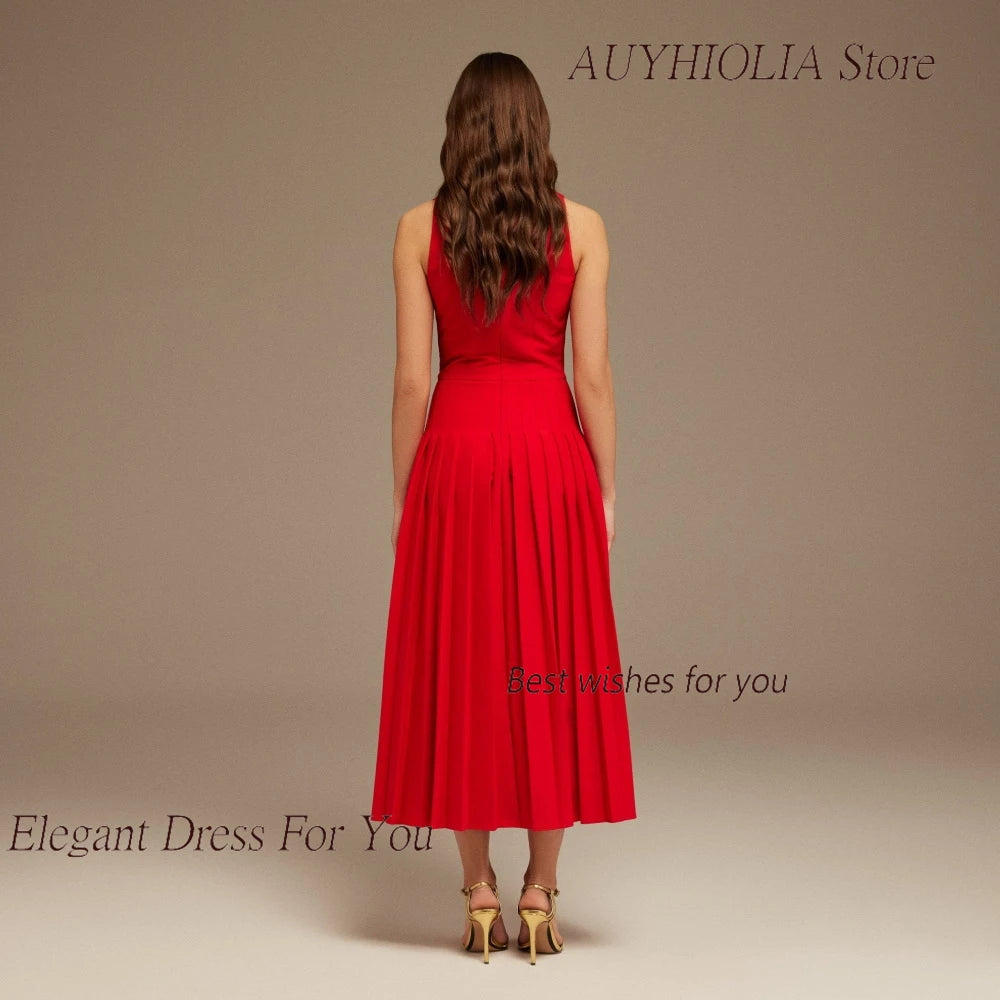 Maxy Evening Dresses for Women elegant Red Drape Halter Neck Maxy Dress Ankle-length Cocktail Prom Gown