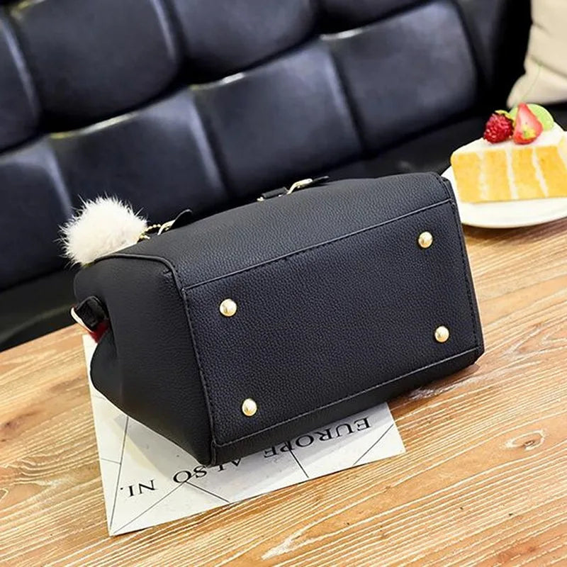 Maxy PU Leather Ladies Handbags Women Vintage Purse Plush Tassel Messenger Bags Tote Boston Shoulder Crossbody Bag