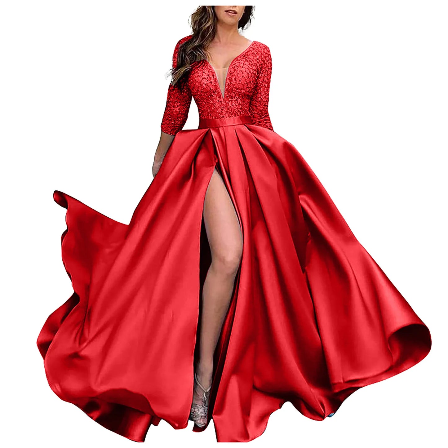Maxy Women's Elegant Evening Dresses Women's Fashionable Long Dresses Trailing Evening Dresses Solid Color Floor-Length Dresses