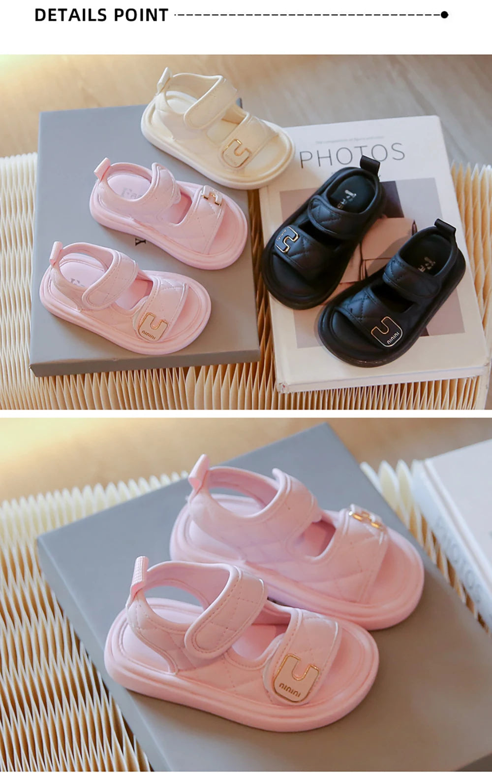 Maxy Summer Sandals For Girls PU Leather Waterproof Beach Sheos For Children Soft-soled Anti-slippery Girl's Sandals Summer Footwear