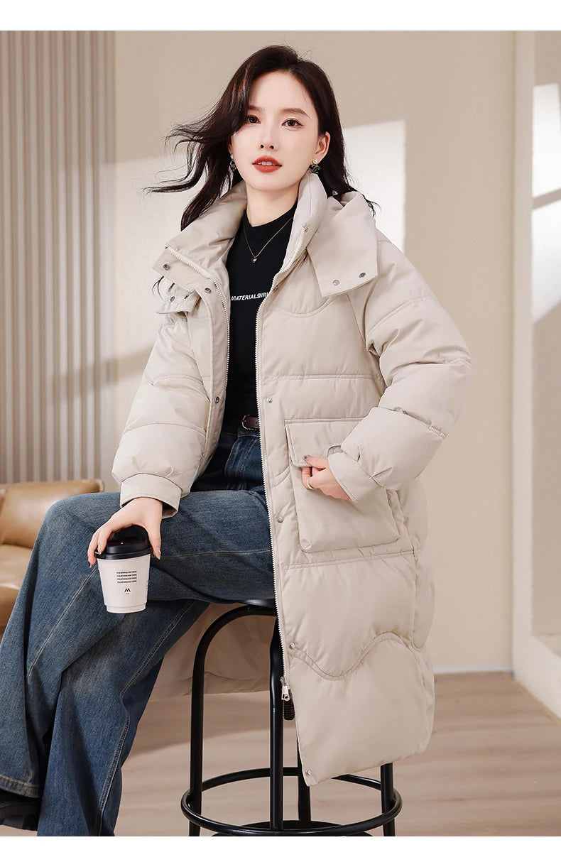 Maxy XL-8XL Oversized Outerwear Women Winter Long Parkas Hooded Casual Loose Thick Warm Lady Jackets Plus Size Women Clothing