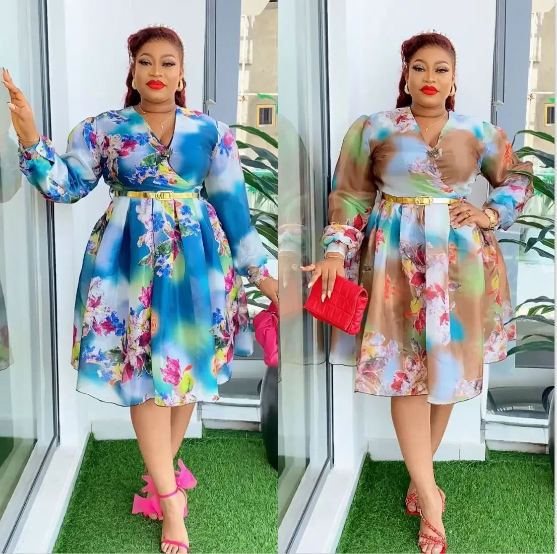 Babs Elegant Dresses for Women New Spring Print Africa Clothing Plus Size Evening Party Dress Dashiki Ankara Outfit Robe