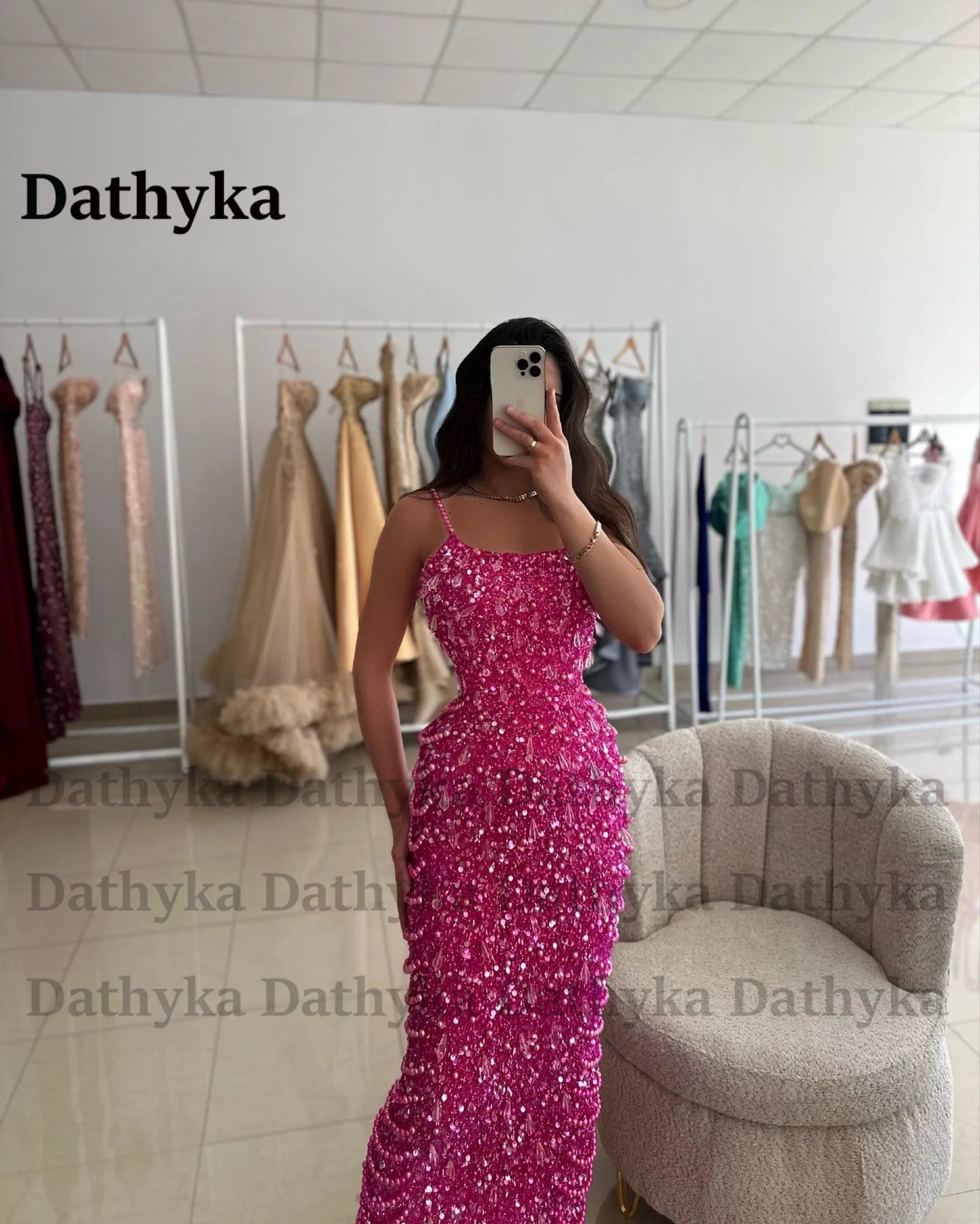 Maxy Luxurious Formal Evening Dresses Spaghetti Straps Trumpet Rhinestones Floor Length Vestidos De Noche Customized