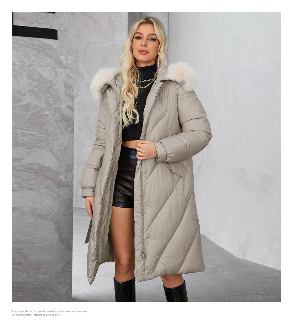 Macy Women's Winter Plus Size Long Parka Coat Warm Women's Jacket Slash Pocket Fashion Hooded Women's Jacket