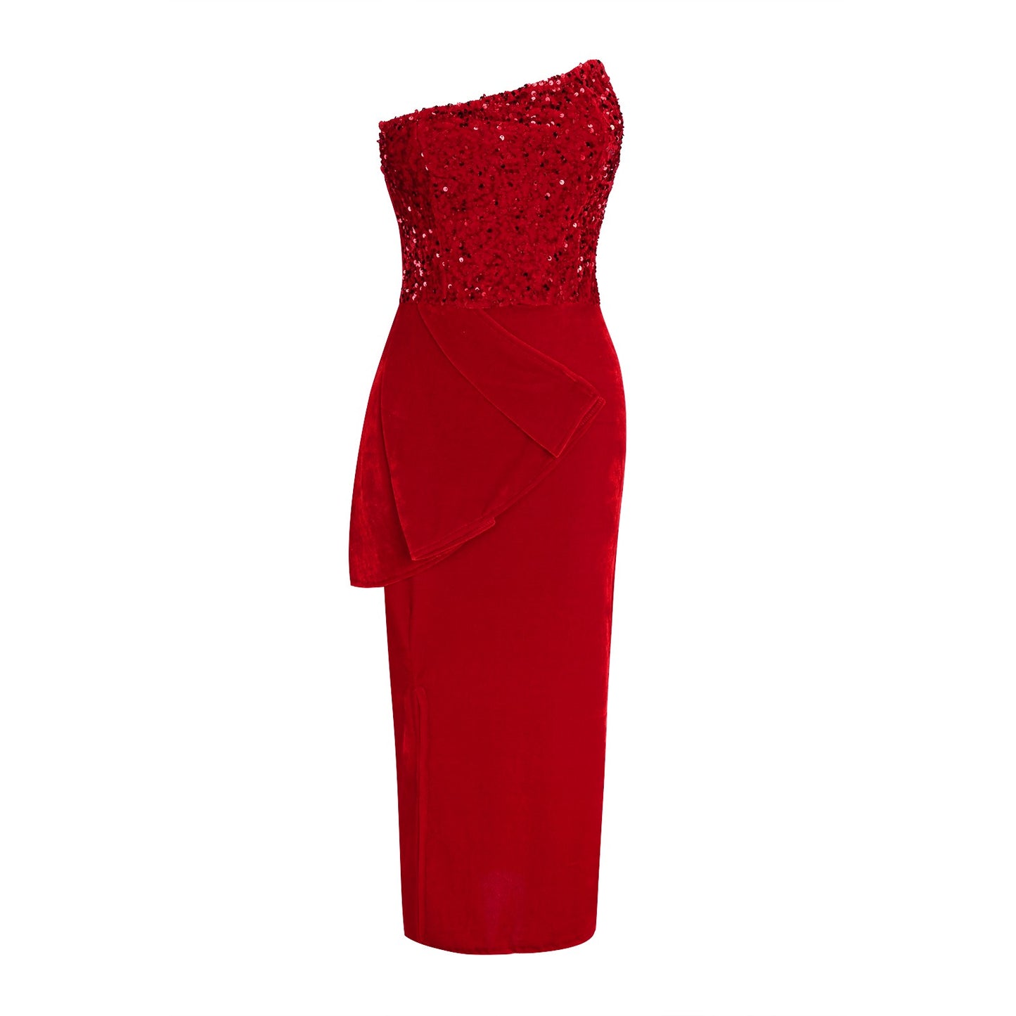 Macy Ladies Autumn Winter Sleeveless Stitching Glitter Sparkly Sequin Dress Cocktail Evening Party Dress.