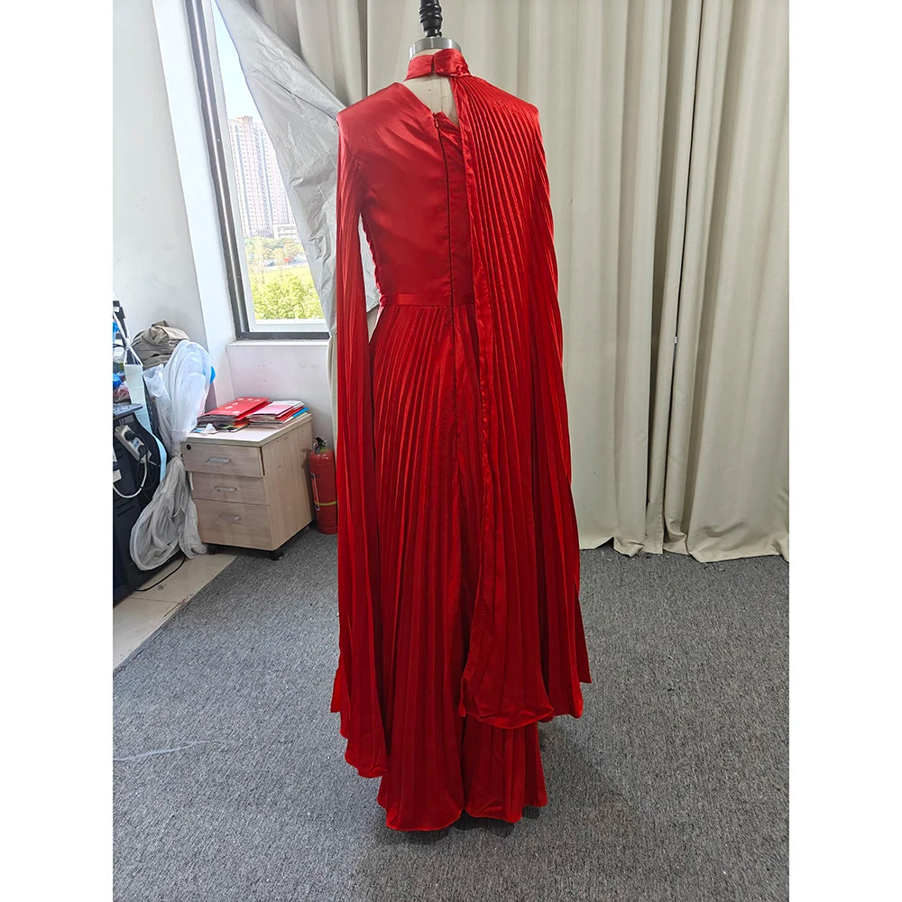 Babs Merida Halter Flare Sleeves Arabia Prom Dresses Pleat  A-Line Bow Floor-Length Formal Occasion Graduation Dresses High quality