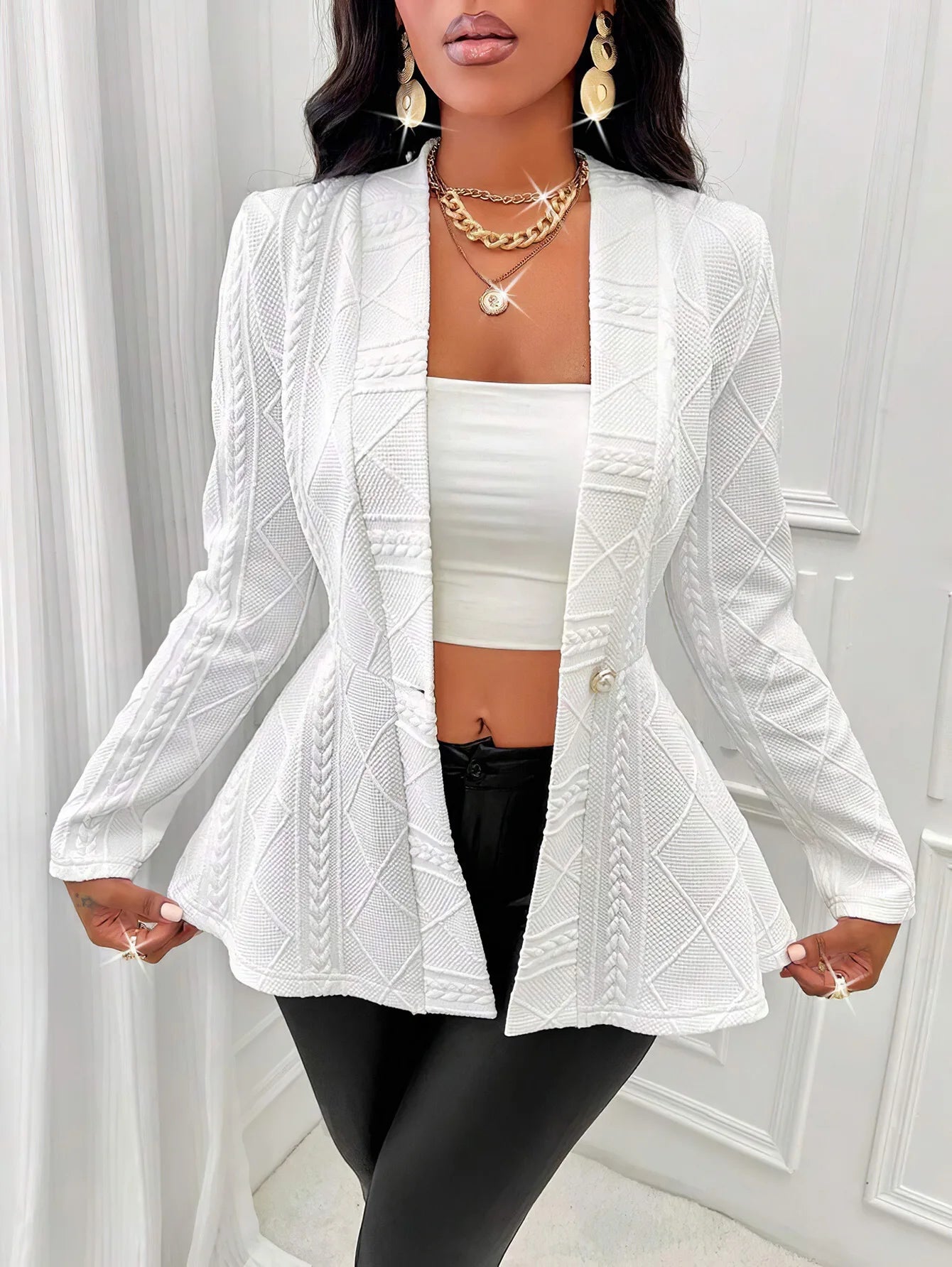 Babs V-neck Long Sleeve Jacket Outerwear Office Lady Spring Autumn Fashion Elegant Solid Blazer Coat For Women Female Top