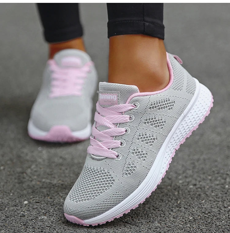 Macy New Fashion Sneakers For Women Walking Soft Sneakers Women Mesh Fabric Lace Up Female Footwear Shoes For Women