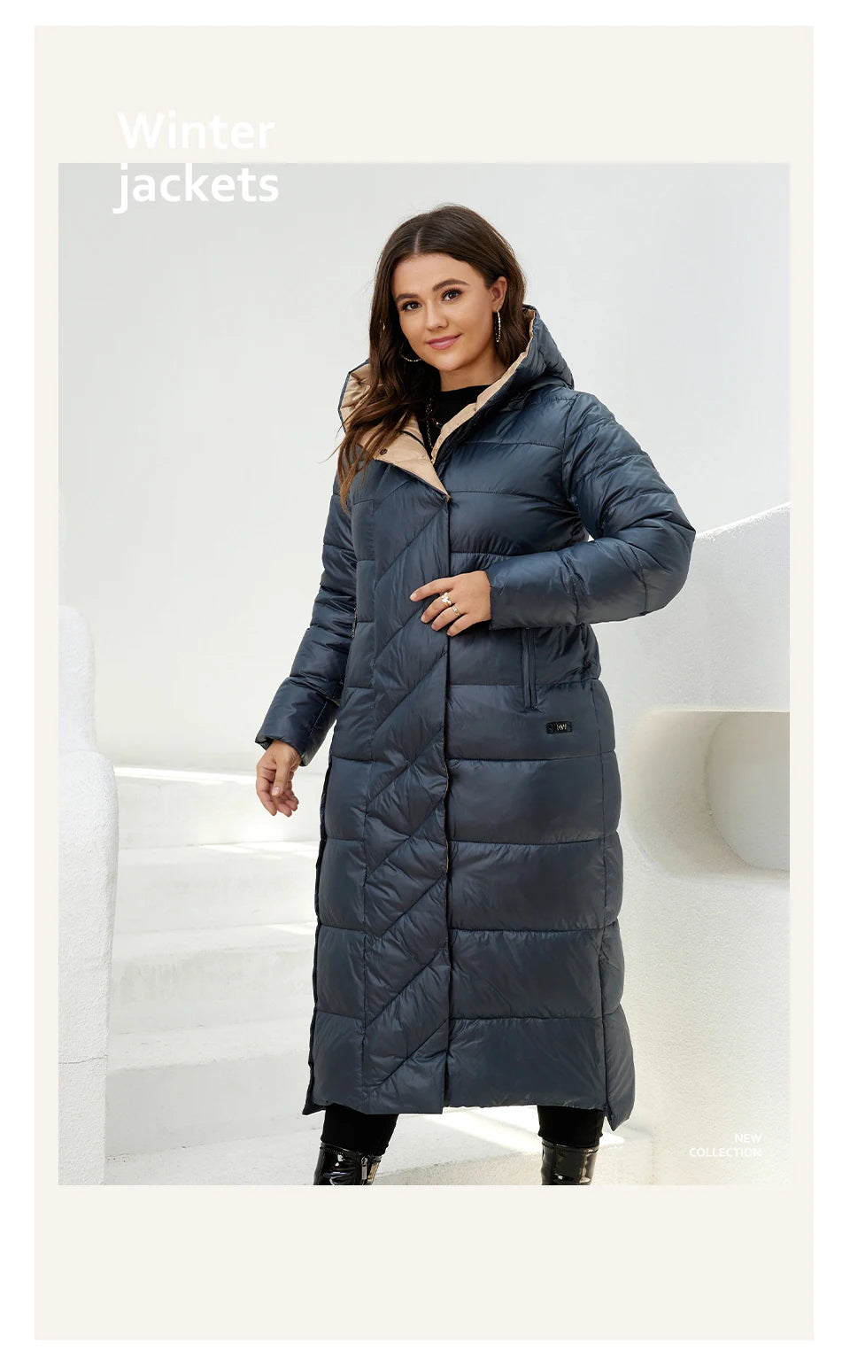 Macy New Winter Women's Jackets Plus Size Mid-length Thick Hood Warm Zipper Belt Classic Casual Women Coat Parkas