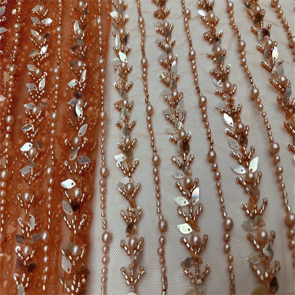 Maxy New African Nigerian French High Quality 2024 Hot Sale Lace Fabric with Beads Sequins Bride Party Wedding Embroiderg Dress