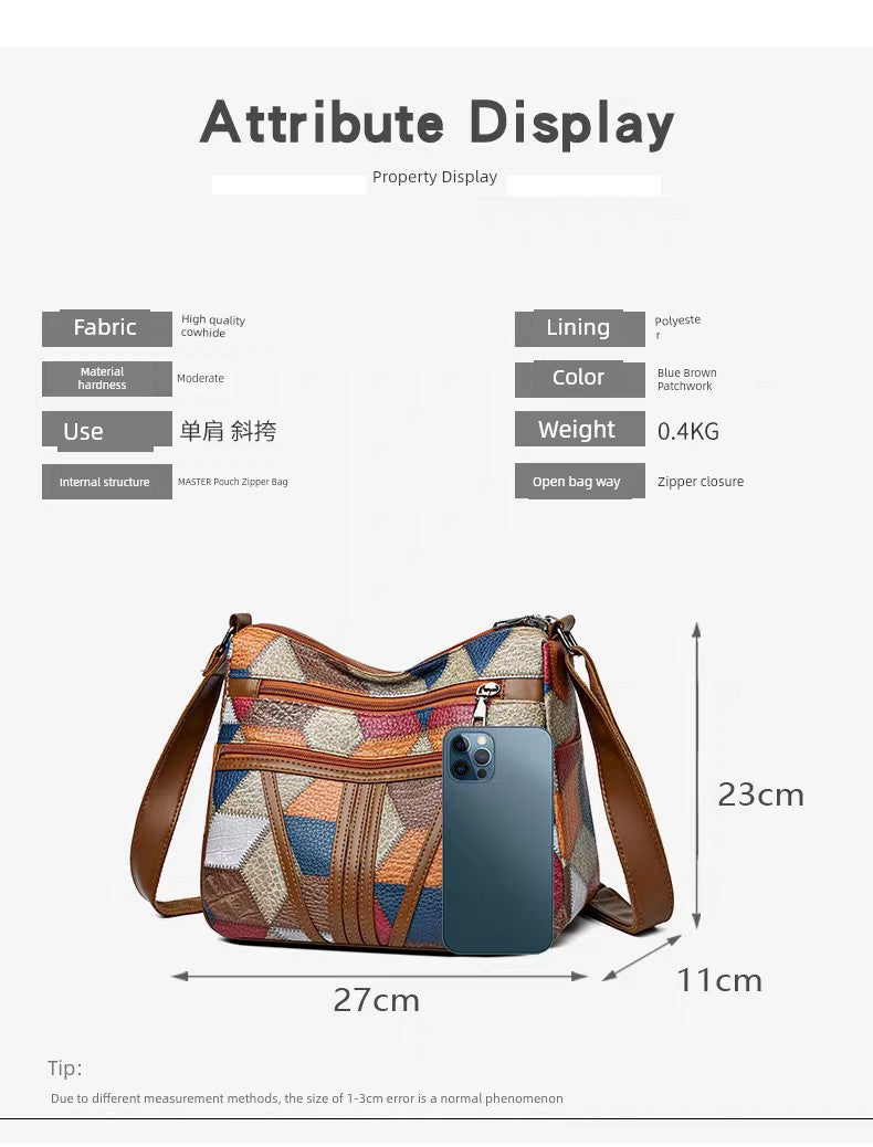 Maxy Multi-Layer Large Capacity Neutral Casual Shoulder Leather Women Bag