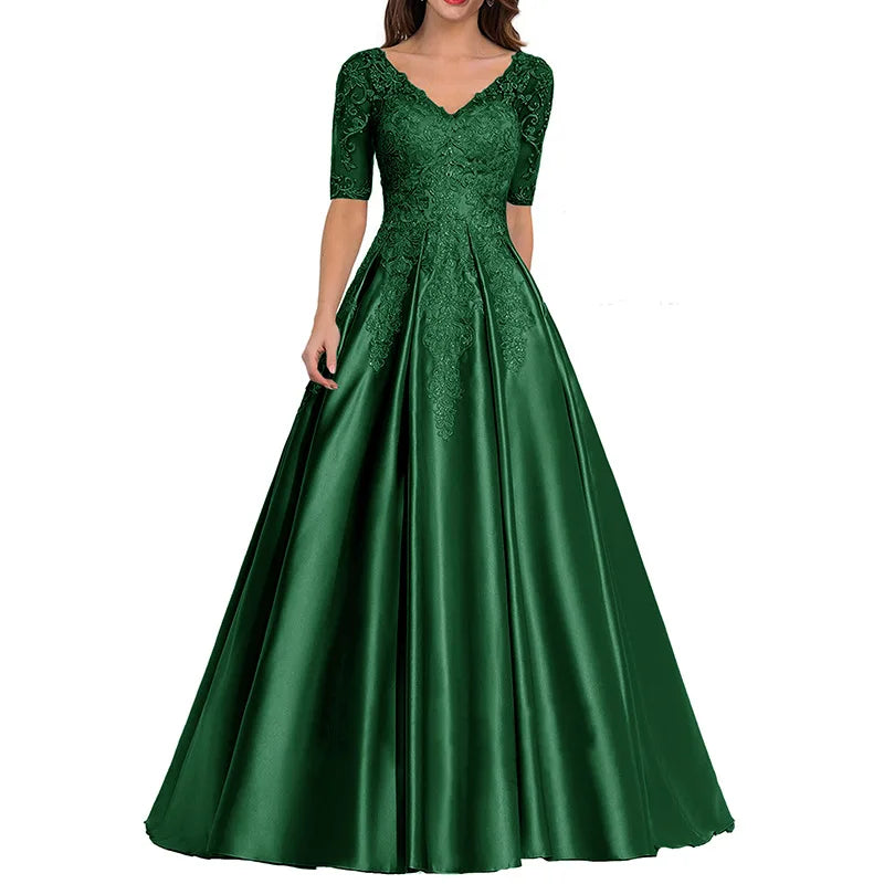 Babs Dress Performance Dress 2023 New V-neck Mid Sleeve Long Banquet Host Annual Meeting Evening Dress