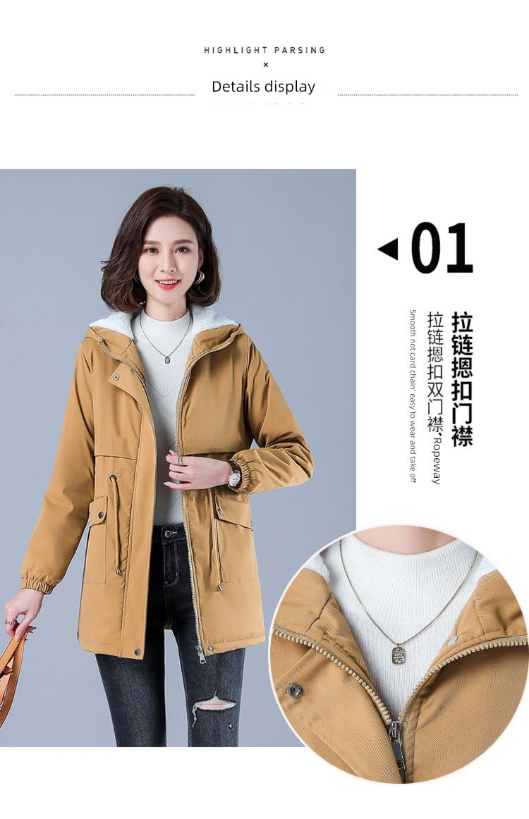 Maxy Length Long Length Autumn and Winter Casual Thickening Cotton Coat Trench Coat