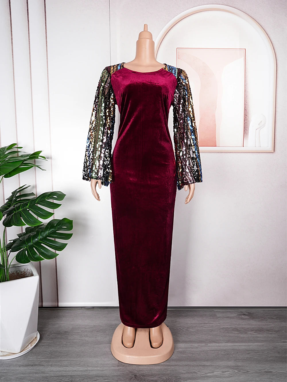 Macy Luxury Sequin Evening Dresses for Women Dubai African Velvet Bodycon Gown Turkey Wedding Party Dress Africa Clothing