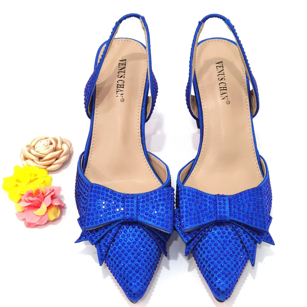 Momsey 2024 Fashion Women's Dress Shoes Open Toe Ladies Sandals with Heels Latest American Women Wedding Shoes Decorated with Rhinestone