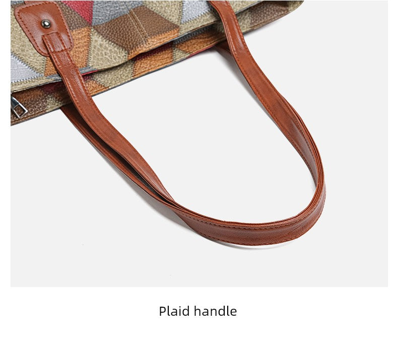 Maxy New Arrival Fashion Middle-Aged Soft Leather Print Big Bag