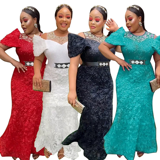 Macy Plus Size Evening Dresses for Women Luxury Sequin Gown Elegant Christmas Wedding Party Long Dress Ankara Ladies Clothing