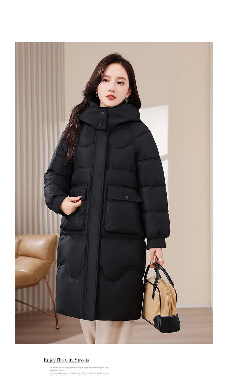 Maxy XL-8XL Oversized Outerwear Women Winter Long Parkas Hooded Casual Loose Thick Warm Lady Jackets Plus Size Women Clothing