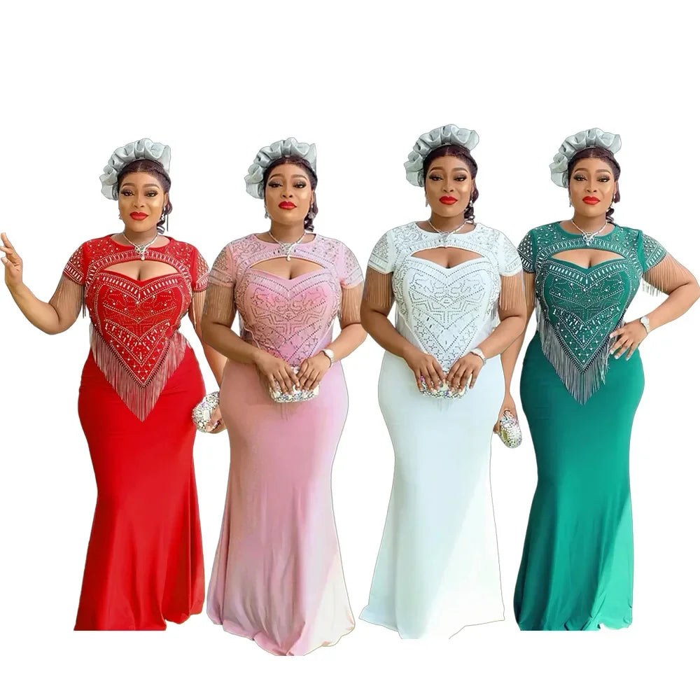 Maxy Robe Plus Size African Party Dresses for Women Sexy Bodycon Long Dress Elegant Wedding Evening Gowns Ankara Outfit