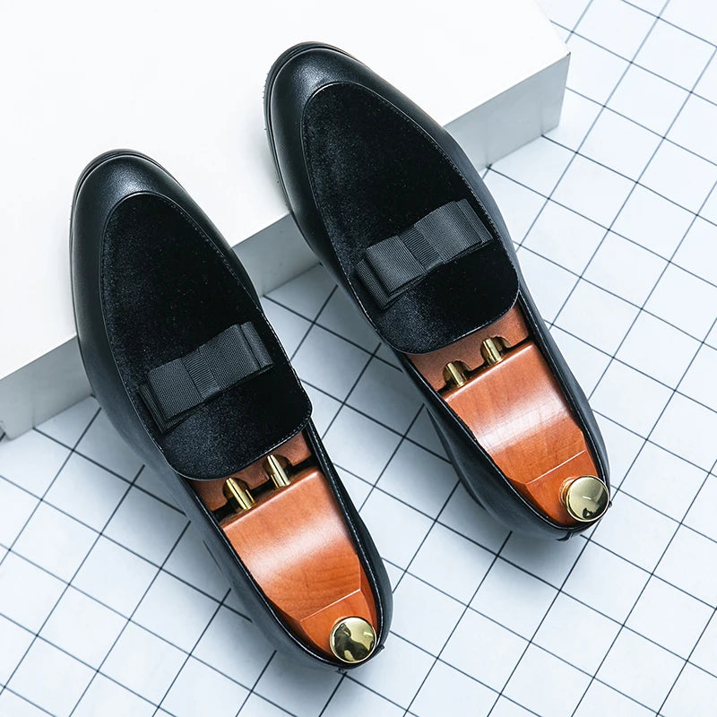 Visco Good Quality British Style Shoes Men Casual Leather Business Shoes Men's Dress Shoes Bow Tie Formal Leather Large Size 48